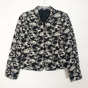 Lynda Allard for Ellen Tracy Linen Blend Floral Blazer Jacket Size 4